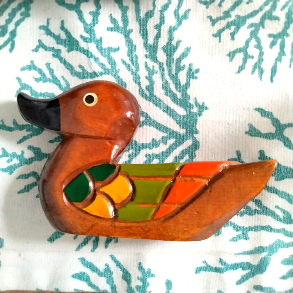 Vintage Handmade Wooden Duck Decor
